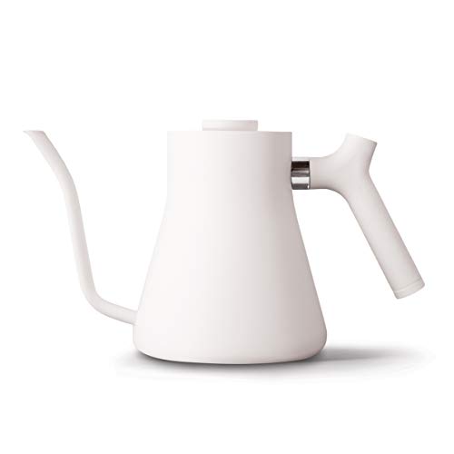Fellow Stagg Stovetop Pour-Over Coffee and Tea Kettle - Gooseneck Teapot with Precision Pour Spout, Built-In Thermometer, Matte White, 1 Liter