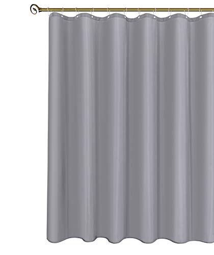 Biscaynebay Fabric Shower Curtain Liner 72 Inches by 72 Inches, Silver Grey Water Resistant Bathroom Curtains Rust Resistant Grommets & Weighted Bottom Hem Machine Washable