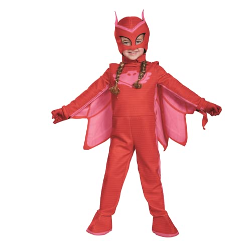 Disguise Owlette Deluxe Toddler PJ Masks Jumpsuit with Attached Boot Covers, Large/4-6X, Red