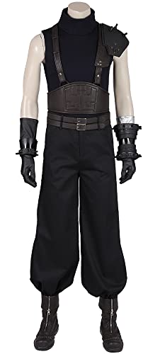 WanXiaoFeng Men Cloud Strife Cosplay Shirt Pants Jacket Vest Gloves Wig Women Cloud Costume Suit Adult FF7 (Black, 3X-Large)