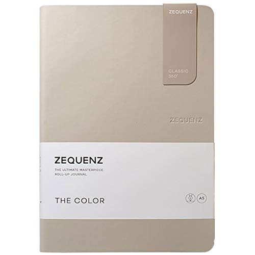 Zequenz Classic 360 The Color Series, Size: Large, Color: Taupe, Paper: Dot, Soft cover Notebook, Soft Bound Journal, 5.83'W x 8.19' H x .47', 100 sheets / 200 pages, Dot Matrix Pattern Premium Paper