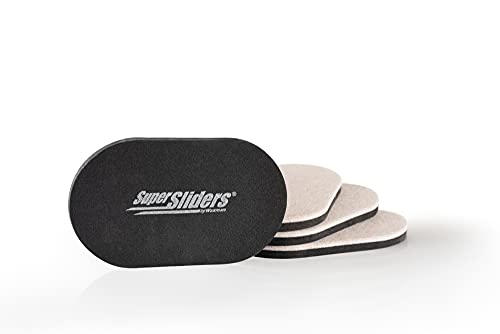 Super Sliders 3 1/2' x 6' Oval Reusable Furniture Sliders for Hard Surfaces - Effortless Moving and Surface Protection, Beige (4 Pack)