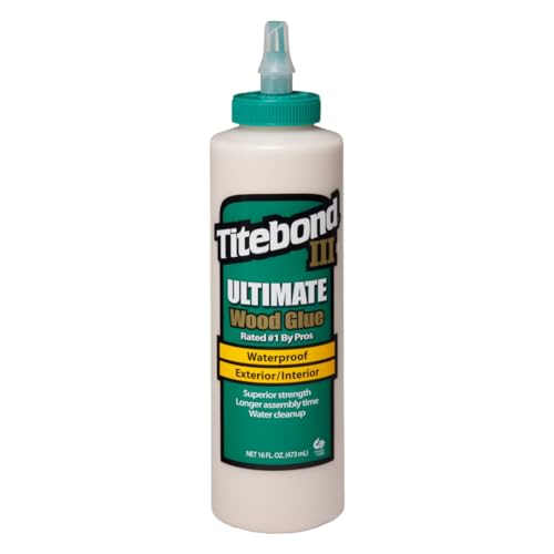 Titebond III Ultimate Wood Glue 1414, Perfect for Woodworking, Furniture Repair/Assembly, Construction, Home Repair or Modeling, 16 oz