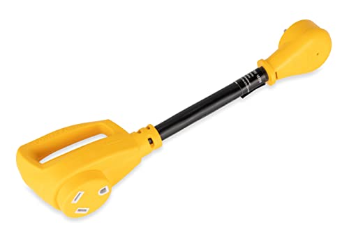 Camco Camper / RV Dogbone Electrical Adapter - Features 15-Amp Male (NEMA 5-15P) & 30-Amp Female (NEMA TT-30R) - Rated for 125 Volts/1875 Watts & Crafted w/Copper 10/3-Gauge Wires (55165)