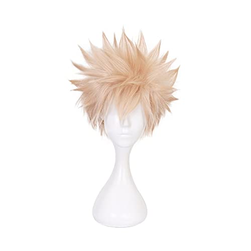 COSPLAZA Cosplay Wig Short Lt. Blonde Mixed Pink Hair Men Anime Hair Synthetic Wigs