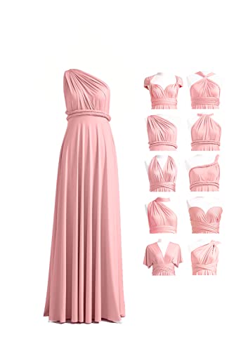 72styles Women's Dusty Rose Ifinity Bridesmaids Dresses, Wedding Bridesmaid Elastic Dress Maxi Long Evening Gown Formal Prom Dress Multi-Way Dress