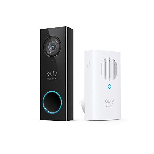eufy Security, Wi-Fi Video Doorbell, 2K Resolution, No Monthly Fees, Local Storage, Human Detection, with eufy Indoor Chime, Hardwiring Power and Requires Installation Experience, 16-24 VAC, 30 VA