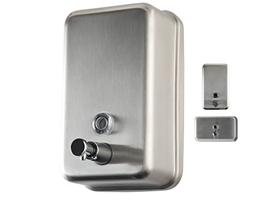 Commercial Soap Dispenser Wall Mount - Stainless Steel Wall Mounted Soap Dispenser for Bathroom - New Superior Design with Premium Anti-Leak Pump and Corrosion-Proof Lining - 37oz (1100ml) by EnBath