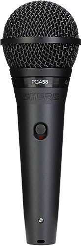Shure PGA58 Dynamic Microphone - Handheld Mic for Vocals with Cardioid Pick-up Pattern, Discrete On/Off Switch, 3-pin XLR Connector, 15' XLR-to-QTR Cable, Stand Adapter and Zipper Pouch (PGA58-QTR)