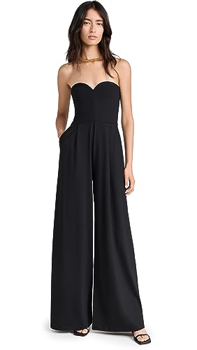 Susana Monaco Women's Pleated Pocket Sweetheart Jumpsuit 32', Black, S