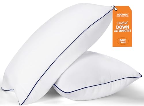 MZOIMZO Bed Pillows for Sleeping- Medium Firm, Queen Size Set of 2, Cooling Hotel Quality with Premium Soft Down Alternative Fill for Back, Stomach or Side Sleepers, 45×70CM