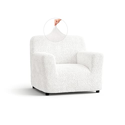 PAULATO BY GA.I.CO. Chair Cover - Armchair Cover - Armchair Slipcover - Polyester Fabric Slipcover - 1-Piece Form Fit Stretch Stylish Furniture Protector - Microfibra Collection - Crisp White (Chair)