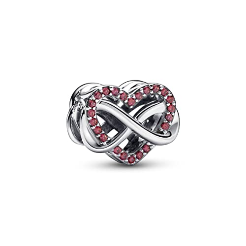 Pandora Family Infinity Red Heart Charm - Compatible Moments Bracelets - Jewelry for Women - Gift for Women in Your Life - Made with Sterling Silver & Cubic Zirconia, No Gift Box