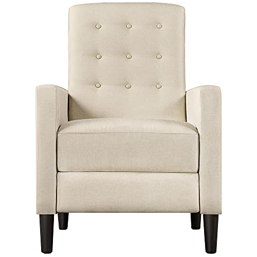 Yaheetech Fabric Recliner Chair Mid-Century Modern Recliner Adjustable Single Recliner Sofa with Thicker Seat Cushion Tufted Upholstered Sofa with Pocket Spring for Living Room Bedroom Beige