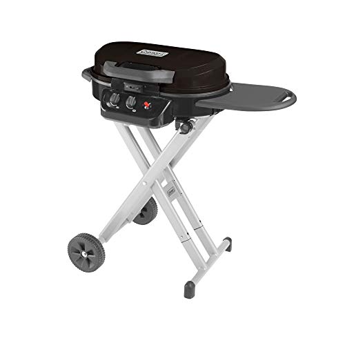 Coleman RoadTrip 225 Portable Stand-Up Propane Grill, Gas Grill with Push-Button Starter, Folding Legs & Wheels, Side Table, & 11,000 BTUs of Power for Camping, Tailgating, Grilling & More
