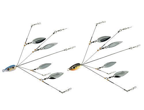 5 Arms Alabama Umbrella Rig Fishing Ultralight Tripod Bass Lures Bait Kit Junior Ultralight Willow Blade Multi-Lure Rig (bluegray)