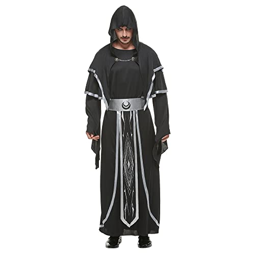 EraSpooky Men Wizard Sorcerer Medieval Warlock Halloween Costume Priest Robe Cosplay