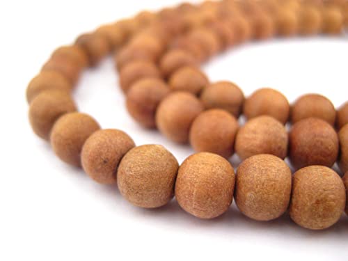 6mm Sandalwood Mala Beads: Fragrant Aromatic Wooden Meditation Beads for Yoga, Jewelry, Necklace, Chanting Genuine Nepal Product The Bead Chest