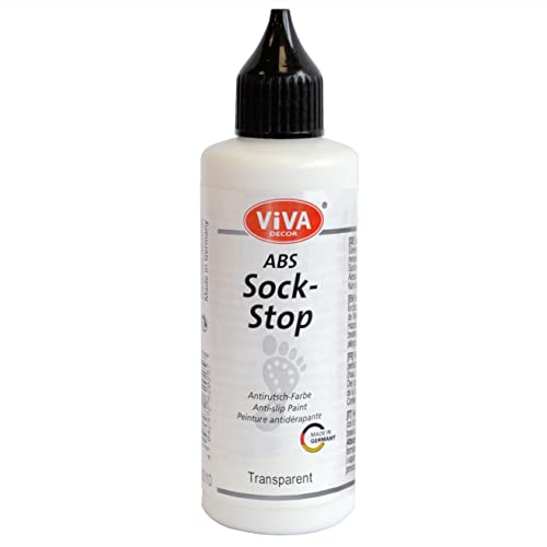 Viva Decor ABS Sock Stop (2.77 Fl oz, Transparent) - Fabric Paint for Non-Slip Socks, Bath Mats & More - Latex-Free, Water-Based, Washable - Secure Traction for All Surfaces