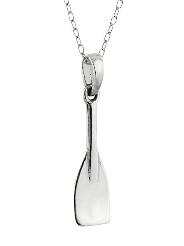 FashionJunkie4Life Sterling Silver Rowing Oar Pendant Necklace, 18' Chain, Crew Racing