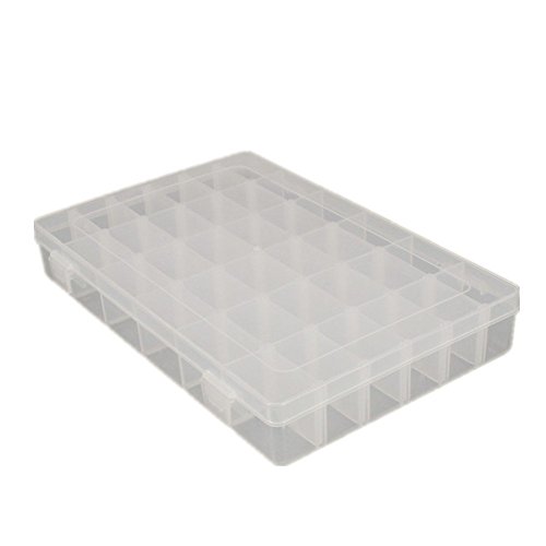 SpzcdZa Clear Plastic Jewelry Box Organizer Storage Container with Adjustable Dividers 36 Grids