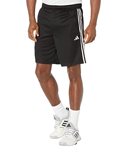 adidas Men's Essentials Pique 3-Stripes Training Shorts, Black/White, X-Large