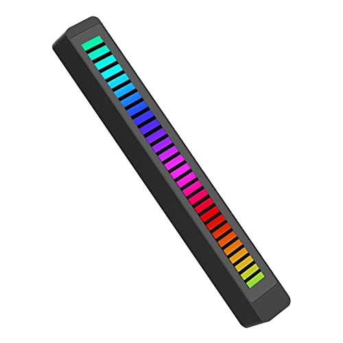RGB Music Control Rhythm Light,Colorful LED Ambient Light,32 Bit Music Level Light Indicator,Voice-Activated Atmosphere Light for Gaming Room Car Desktop Party(Black)