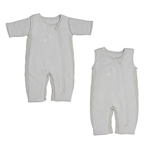 Baby Brezza 2-in-1 Baby Sleepsuit - Unique Swaddle Transition Sleepsuit - Breathable with Mesh Panels - Converts from Sleepsuit to Sleep Vest, 3-6 Months, Grey