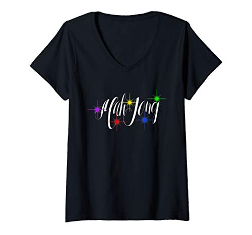 Womens Mah Jong (mahjong) V-Neck T-Shirt