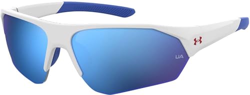 Under Armour Unisex Kids Ua Playmaker Jr. Sunglasses, Matte White/Blue Multi, 69mm 9mm US