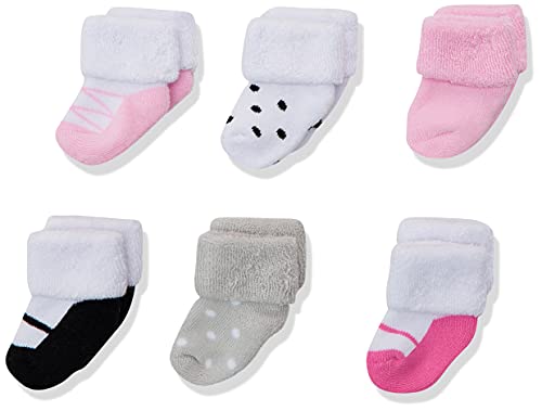 Luvable Friends unisex baby Newborn and Set Socks, Pink Black Shoes, 0-3 Months US