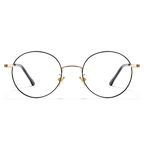 Cyxus Round Blue Light Glasses Men Women UV Blocking Filter Screens Computer Glasses Metal Wire Frame Clear Lens Glasses for Eye Strain Non Prescription