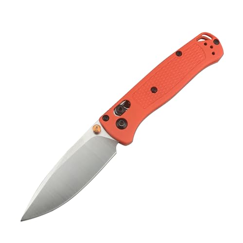 EDC Mini Bugout 533 Knife, Axis Lock Knife with 5Cr15 Steel Blade, Orange Grivory Handle, Lightweight Pocket Folding Knife with Reversible Pocketclip