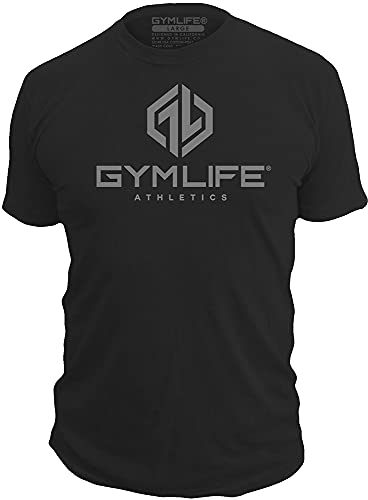 Gym Life Men's Power Up Athletic Performance Short Sleeve Workout T-Shirt, Black (Large)