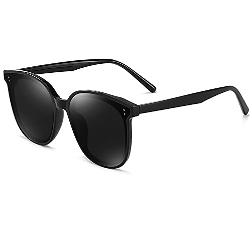 Oversized Square Polarized Sunglasses for Women men Trendy Cat Eye Sunglasses Fashion Shades Black