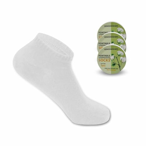 20 Pairs Disposable Socks for Traveling and Vacation, Single-use Compressed Socks Low Cut Cotton Socks White…
