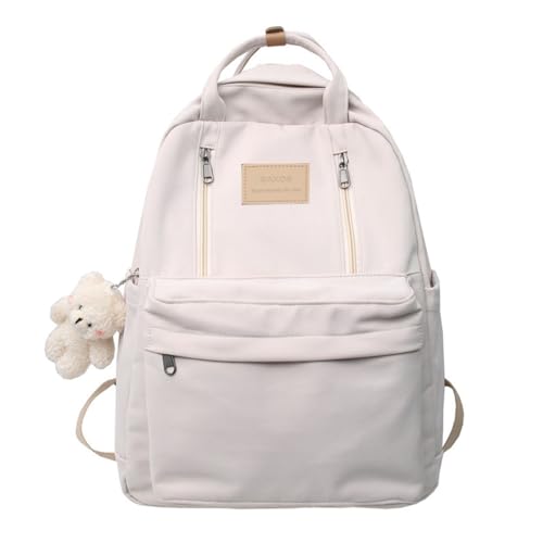 GAXOS Cute Backpack for School Aesthetic Backpack Purse for Women Girls White Book Bag Korea Style Bookbag