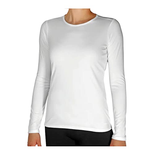 Hot Chillys Womens Peach Solid Crewneck, Color: White, Size: M (HC3050-823-M)