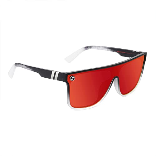 Blenders Eyewear SciFi – Polarized Sunglasses – Single-Lens with a Flat-Top Design – 100% UV Protection – Unisex – Red Explosion