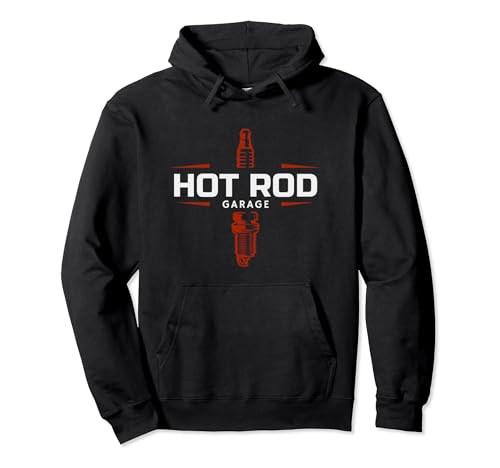 Hot Rod Garage Custom Retro Classic Car Spark Plug Pullover Hoodie