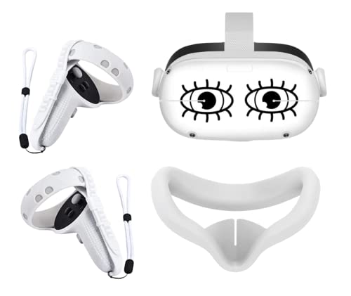 Clean VR Headset & Controller Skin Compatible with Oculus Quest 2 Headset/Meta + Protective Face & Controller Grip Covers | Sweatproof Anti-Dirty | Virtual Reality Sticker Accessorie (Female Eyes)