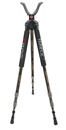BOG Havoc Camo Tripod Shooting Rest with Lightweight Aluminum Construction, High Density Foam Grips, Twist-Style Lock Legs, and Universal Shooting Rest Head for Hunting, Shooting, and Outdoors