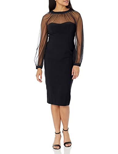Maggy London Women's Illusion Dress Occasion Event Party Holiday Cocktail Guest of Wedding, Long SLV-Black, 8