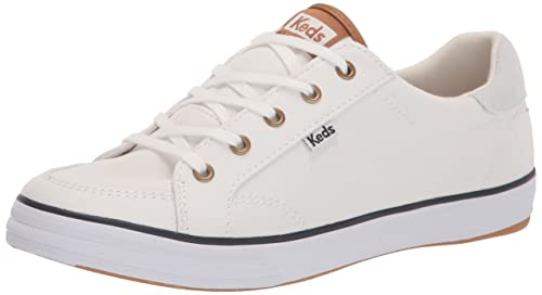 Keds Center 3 Lace Up, Sneaker Womens, White/Navy Canvas, 9 Medium