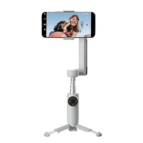 Insta360 Flow Gimbal Stabilizer for Smartphone, AI-Powered Gimbal, 3-Axis Stabilization, Built-in Tripod, Portable & Foldable, Auto Tracking Phone Stabilizer, Video Recording, Stone Gray