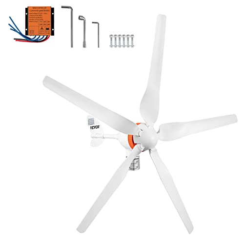 VEVOR Wind Turbine Generator, 12V Wind Turbine Kit, 500W Wind Power Generator with MPPT Controller 5 Blades Auto Adjust Windward Direction Suitable for Terrace, Marine, Motor Home, Chalet, Boat