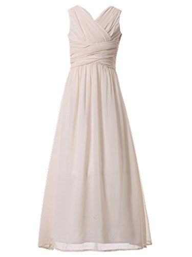 Happy Rose Flower Girl's Dress Party Dresses Juniors Long Bridesmaid Dress Ivory Cream 12