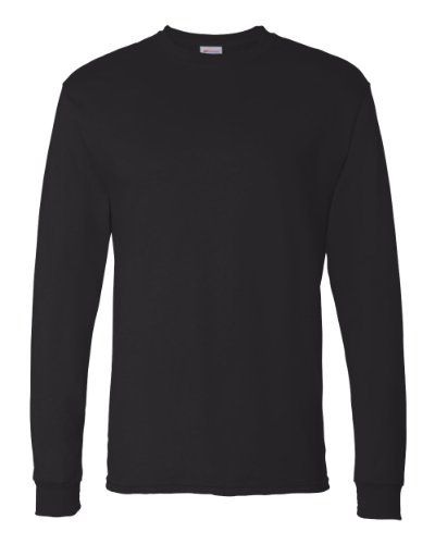 Hanes mens Essentials Long Sleeve T-shirt Value Pack (4-pack) fashion t shirts, Black, Medium US