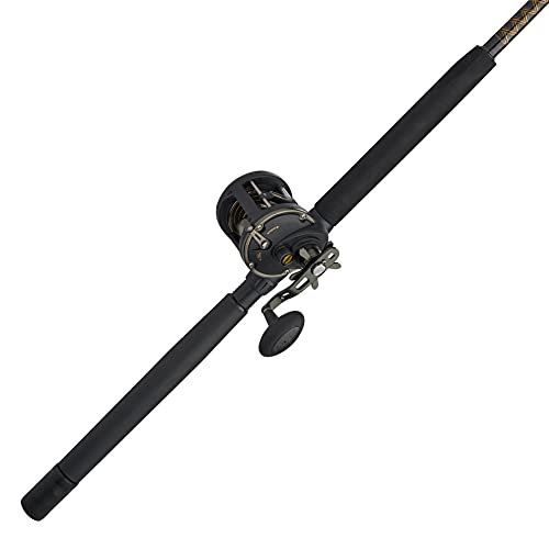PENN 6'6' Squall II Level Wind Saltwater Rod and Reel Fishing Combo, 1-Piece Fishing Rod, Black/Gold