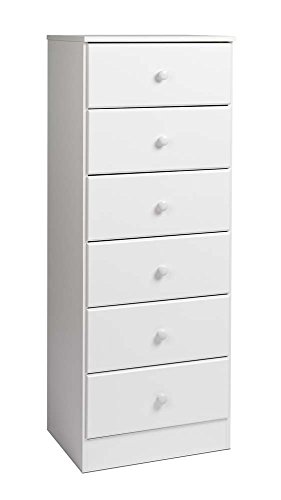 Prepac Astrid Tall White Dresser: 16'D x 20'W x 52'H, 6-Drawer Chest for Bedroom by Prepac - Perfect Chest of Drawers for Ample Storage